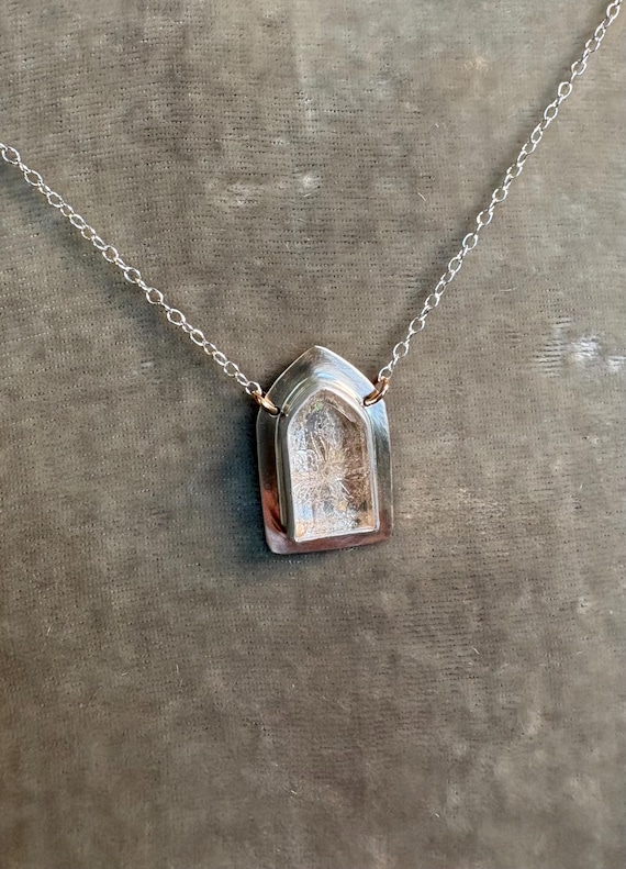 Altar Necklace-quartz, silver and bronze