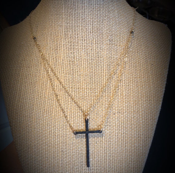 Original "Be Still"™ two-piece Cross Necklace in Gold and black