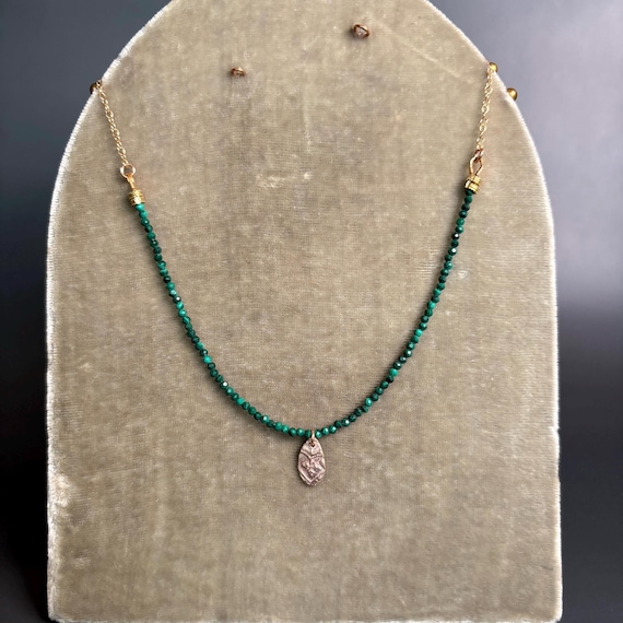 The Green Mist Necklace-malachite and bronze