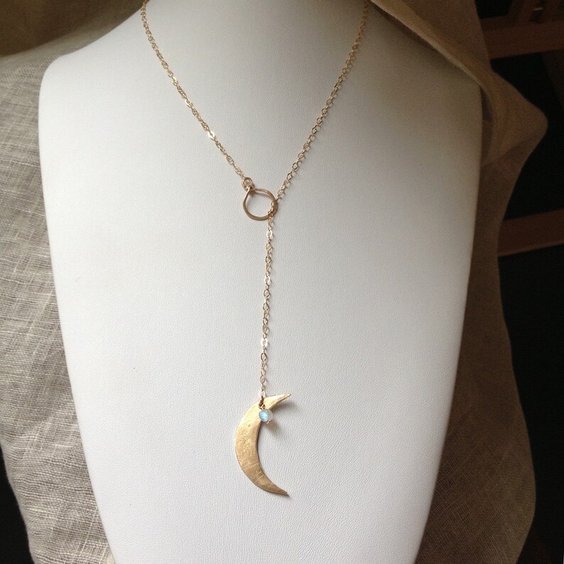 Luna Lariat Necklace with moonstone image 4