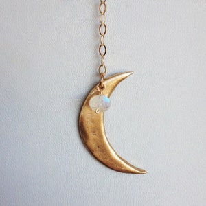 Luna Lariat Necklace with moonstone image 1