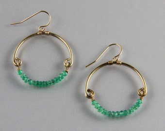 Hammered Bronze and gemstone Full Circle earrings