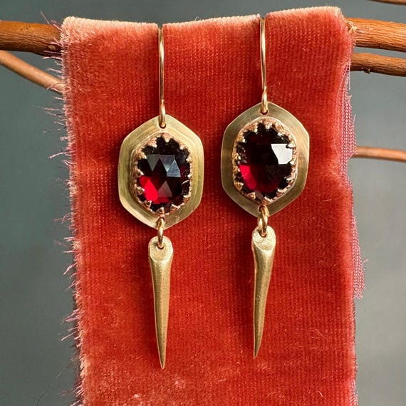 Elizabeth Earrings-garnet and bronze