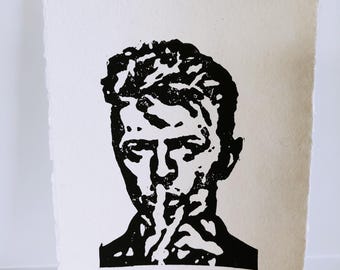 Incisione su linoleum di David Bowie