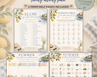 Summer Family Activity Pack, Screen-Free Challenge, Bucket List (Instant Download)