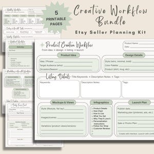 Etsy Seller Planner Bundle | Creative Workflow System for Digital Product Sellers | Business Organization Printable image 1