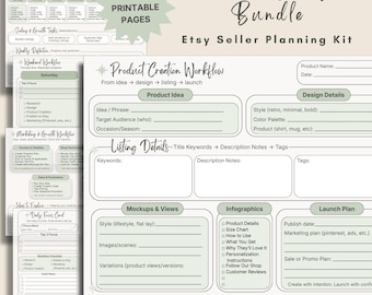 Etsy Seller Planner Bundle | Creative Workflow System for Digital Product Sellers | Business Organization Printable