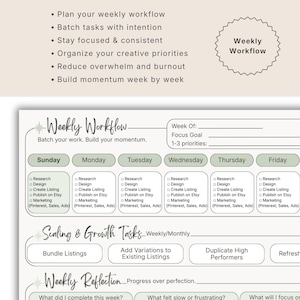 Etsy Seller Planner Bundle | Creative Workflow System for Digital Product Sellers | Business Organization Printable image 5