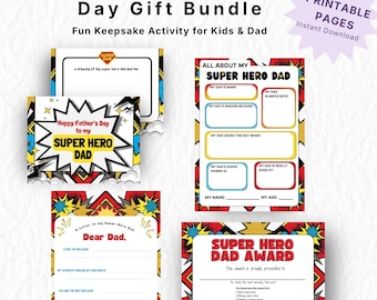 Superhero Dad Activity Pack, Father's Day Printable Bundle (Instant Download)
