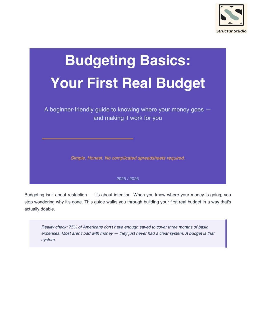 Budgeting Guide for Beginners | Your First Real Budget PDF | Personal ...