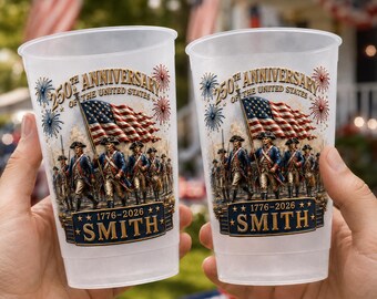 Personalized America 250th Anniversary Revolutionary War Soldiers Froster Cup, USA 250th Anniversary Giffts, Patriotic Gifts, July 4th Party