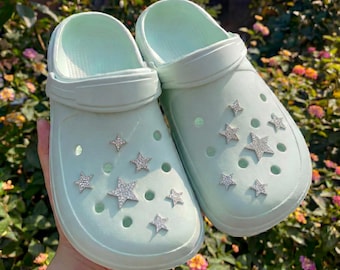 Silver Glitter Star Shoe Charms Set for Clogs, Rhinestone Star Clog Charms, Celestial Clog Decoration, Sparkle Star Shoe Accessories
