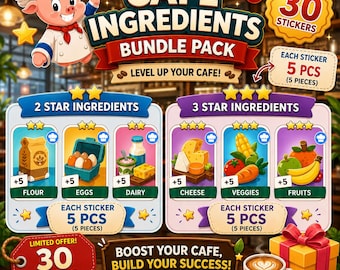 Bundle Set 11 , 30 Pieces 2 & 3 Star , Porky Cafe  , Monopoly Go