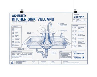 Weekend Experiments As-Built Kitchen Sink Volcano Exp.047 Poster