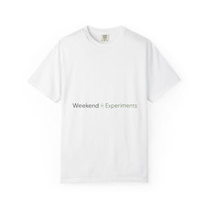Weekend Experiments Shirt Primary Wordmark Comfort Colors Light USA Printed image 1