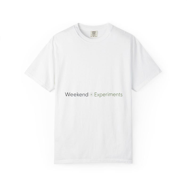 Weekend Experiments Shirt Primary Wordmark Comfort Colors Light USA Printed image 1