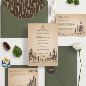 Adventure Wedding Invitation Suite Template | Rustic Mountain Theme | 100% Editable DIY Template