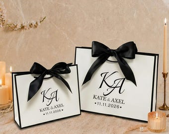 Personalized Wedding Welcome Bags, Custom Satin Ribbon Favor Bags, Bridesmaid Gift Bag