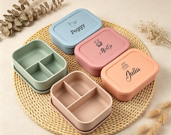 Custom Name Heat Resistant Silicone Bento Box | Separate Compartments | Reusable Kids School Lunch Container