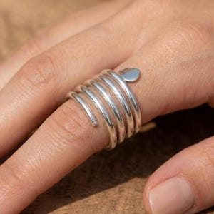 Sterling Silver Spiral Ring, Multi Band Statement Ring, Minimalist Coil Ring, Modern Wrap Ring, Stack Look Jewellery Gift for Her