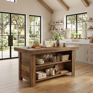 Kitchen Island, Modern 3-Tier Counter Height Bar Table