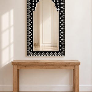 black Bone Inlay Wall Mirror, Handmade Arched  Mirror,  Vanity Mirror, Moroccan Wall Decor, Entryway Mirror handmade mirror | Floral Artisan