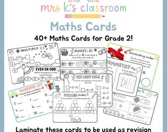 40+ Maths Revision Cards for Grade 2
