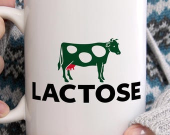 Lactose Mug, Funny Cow Ceramic Mug, Dairy Lover Gift, Farm Animal Coffee Mug