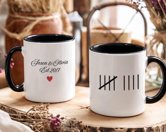 Personalized Anniversary Mug, Custom Couple Names Ceramic Mug, Established Date Mug, Romantic Wedding Gift