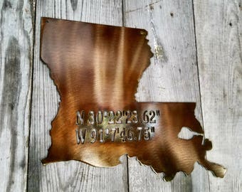 Louisiana State Home Plaque in Antique Copper Plate and Bronze