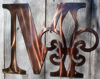 Metal Personalized Sign Fleur De Lis Initial Letter Custom Cut from 1/8 inch Steel