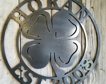 Customized Four Leaf Clover Metal Wall Mount Sign