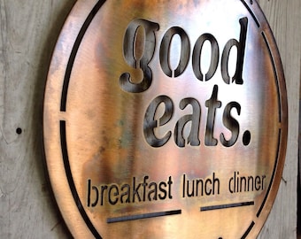 Good Eats Breakfast Lunch Dinner Sign Established Date Customizable