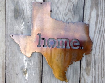 Texas State Home Plaque in Antique Copper Plate and Bronze