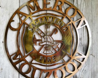 New! Center Design for the Fire Fighter or Chief Maltese Cross Steel Wall Mount in Antique Copper Plated Finish