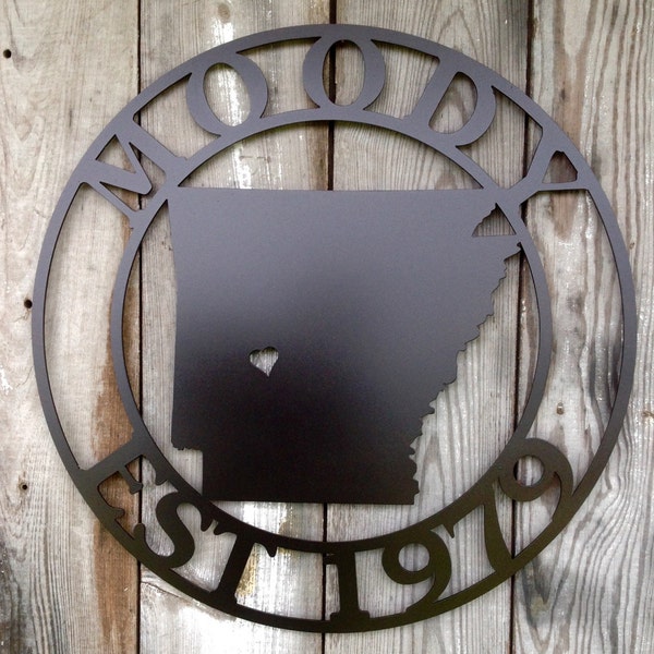 Arkansas State Personalized Metal Plaque Customizable Round House Welcome Sign