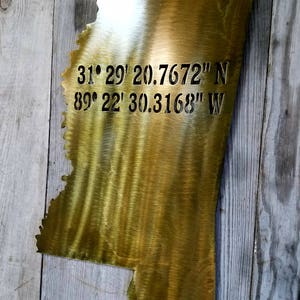 State Plaque with Coordinates in Antique Bronze