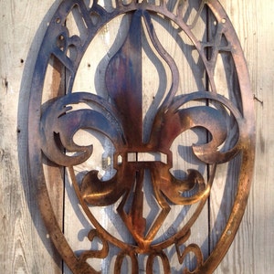 Customizable Oval Antique Copper Plated Steel Wall Mount Style 3 Fleur de lis Personalized Metal