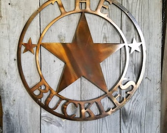 Custom Personalized Steel Texas Star Plaque House Sign Marker Metal Welcome or Establish Date