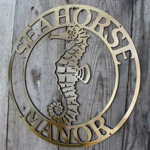 Customizable Metal House Sign Seahorse