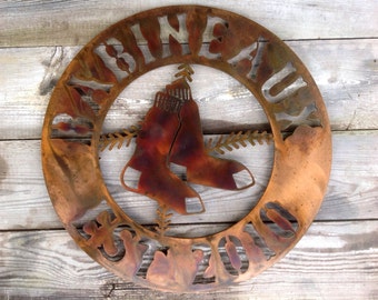 Customizable Boston Red Sox Steel Wall Mount in Antique Copper Plated Finish