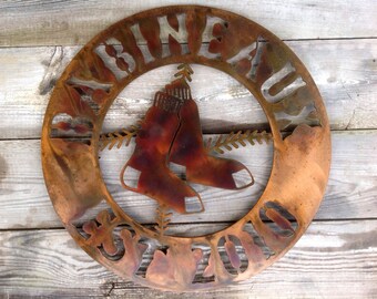 Customizable Boston Red Sox Steel Wall Mount in Antique Copper Plated Finish