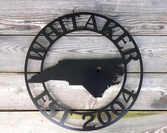 North Carolina State Personalized Plaque Customizable Round House Welcome Sign