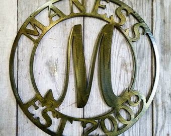 Personalized Metal Wall Mount Monogram Large Letter