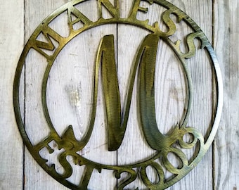 Personalized Metal Wall Mount Monogram Large Letter