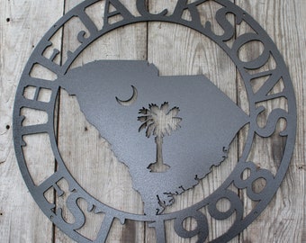 Custom South Carolina State Palmetto Moon Plaque House Steel Sign