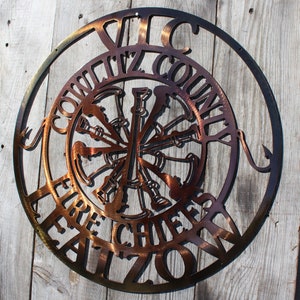 Customizable Fire Chief 5 Bugles Metal Sign Copper Plated