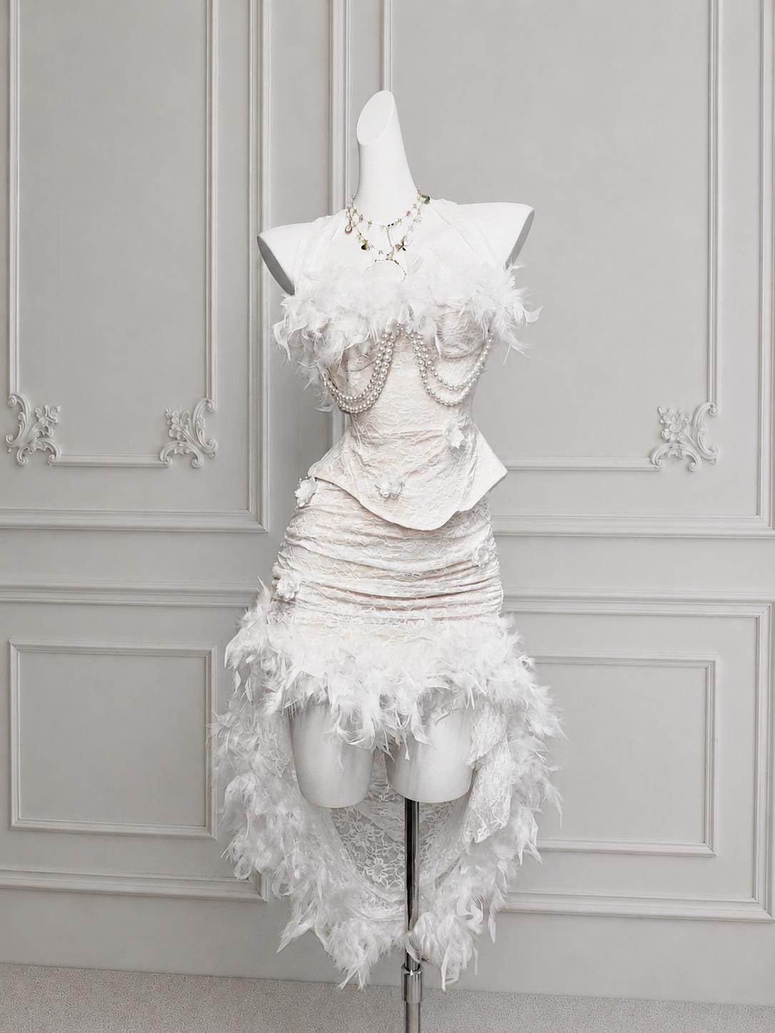 white beaded corset dress Beaded Long Corset A Line Sequin Wedding Dress