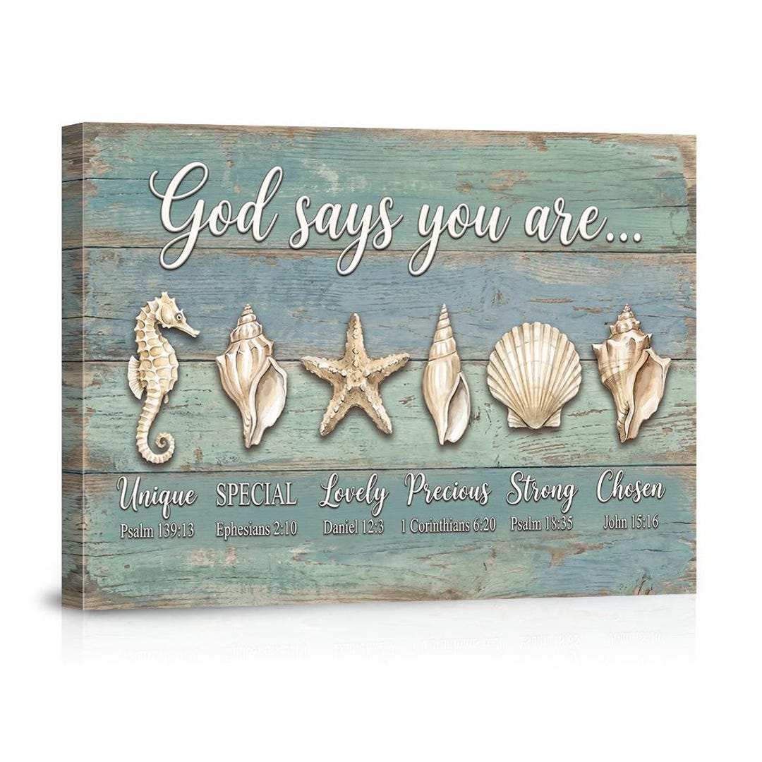 God Says You Are Inspirational Canvas Wall Art Christian Bible Verse ...