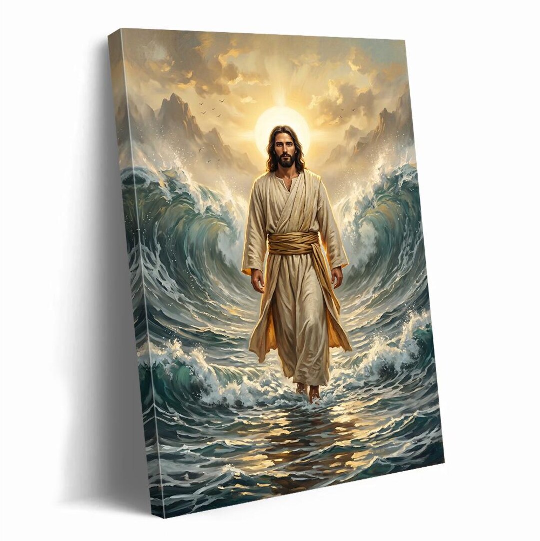 Jesus Christ Walking on Water Canvas Wall Art Christian Faith Poster ...